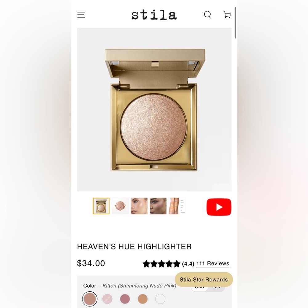NIB Stila Highlighter in Kitten Shimmering Nude Pink Heaven's Hue Shimmer Powder - Picture 4 of 14